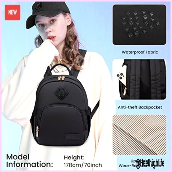 Lightweight Mini Backpack, Waterproof Nylon, 7 Pockets, Travel Daypack main image 5